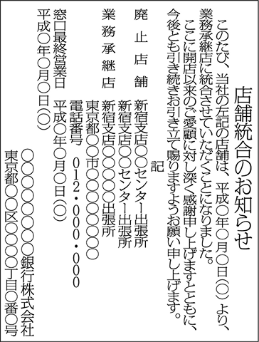 店舗統合のお知らせ
